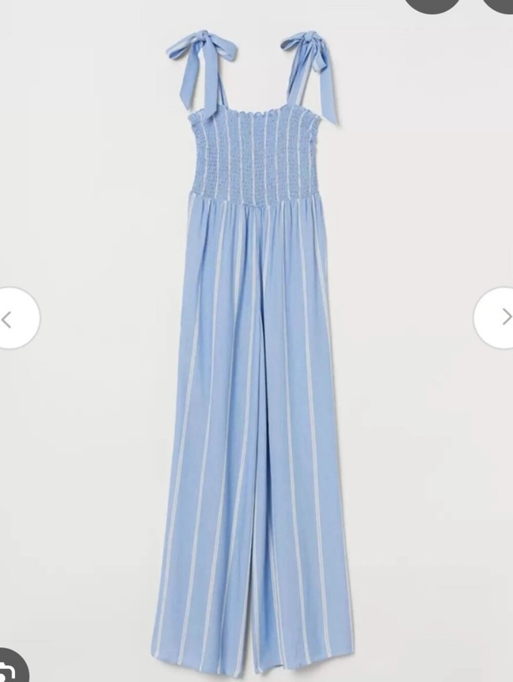 H&M Tie-Shoulder Blue Stripe Jumpsuit